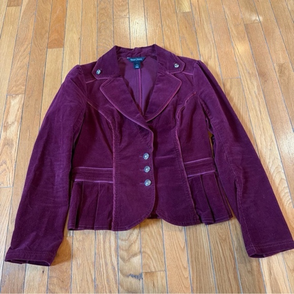 White House Black Market Corduroy Burgundy Wine Blazer Jacket Women’s Sz 4
